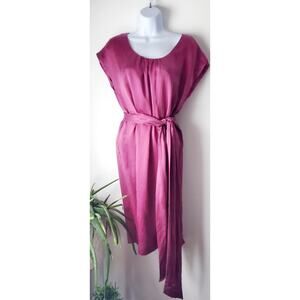 Talbots Womens Magenta Pink 100% Silk Knee Length Dress Size 10 Preppy Classy